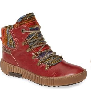 JOSEF SEIBEL BOOTIES RED LEATHER